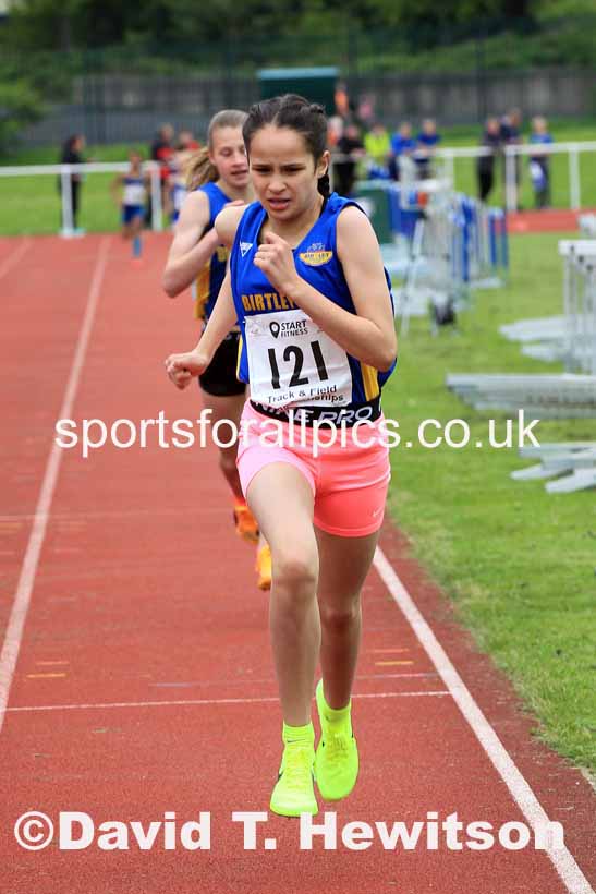 Girls Under-13s 800 metres, 2023 North Eastern Track and Field Champs., Middlesbrough Sports Village, Middlesbrough. Photo: David T. Hewitson/Sports for All Pics